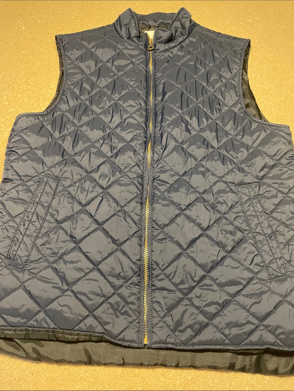 Weatherproof Men's Quilted Navy Vest with Gold Zip
